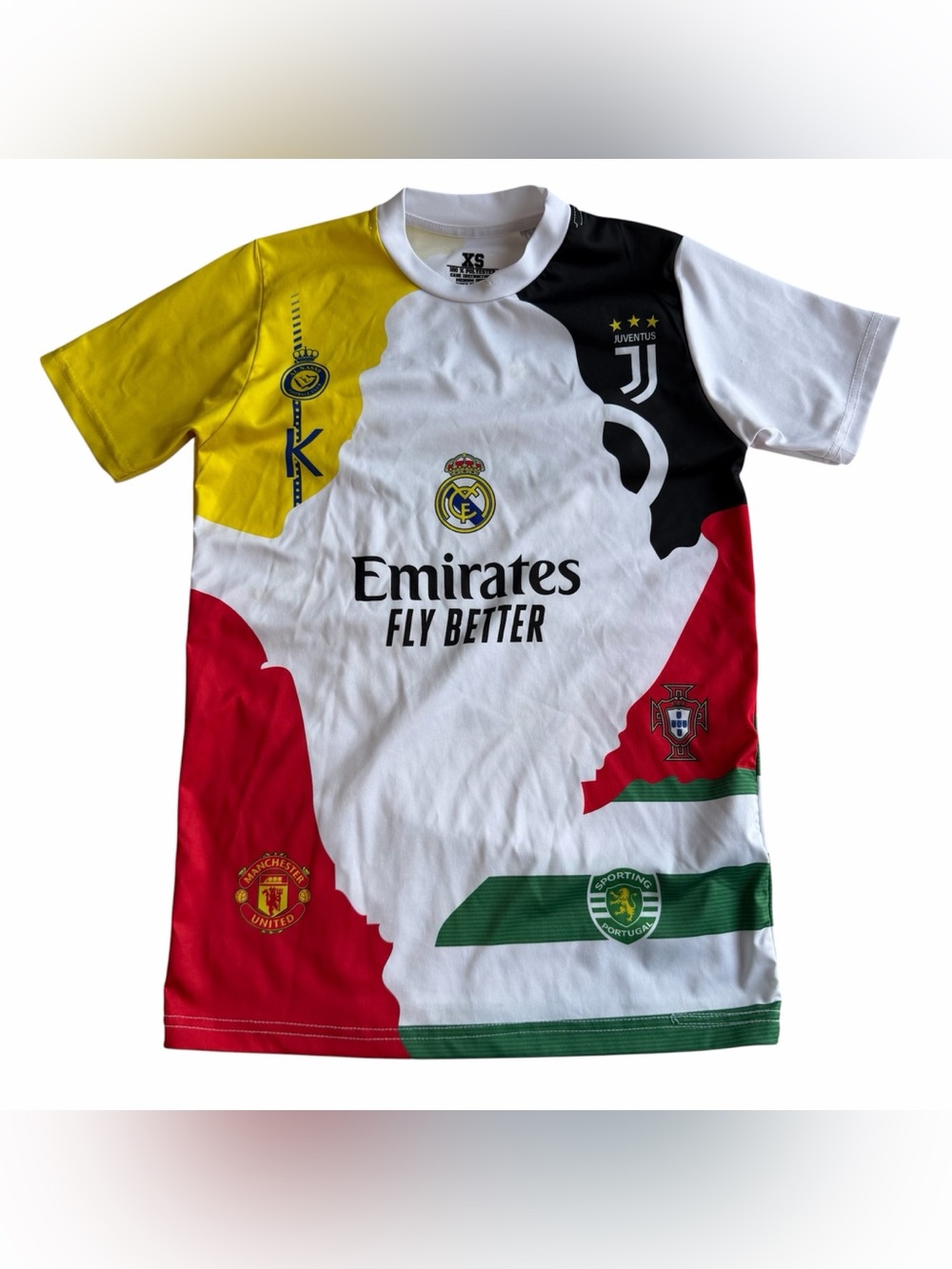 Emirates Fly Better Kids Short Sleeve Soccer Graphic Tee - White Multicolor